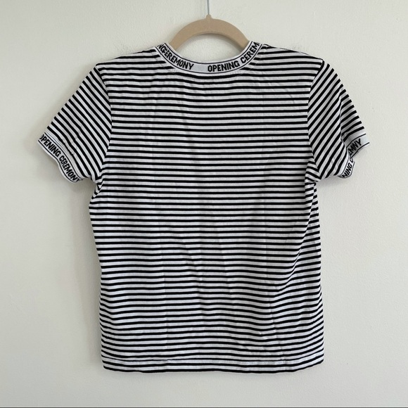 OPENING CEREMONY Intarsia striped ringer tee shirt cotton knit black white XS - Picture 5 of 10